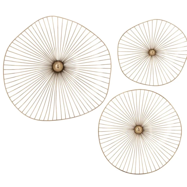 Inspire Me! Home Decor WALL ART & MIRRORS Gold Asymmetrical Circles Wall Art (Set Of 3 – 3 Different Sizes)
