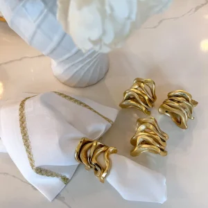 Inspire Me! Home Decor Wavy Stacked Napkin Ring (2 Colors) Gold