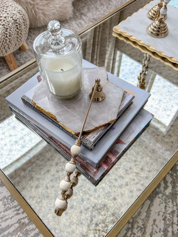 Inspire Me! Home Decor White And Gold Candle Snuffer