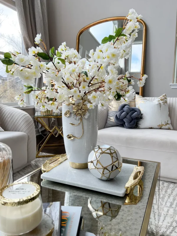 Inspire Me! Home Decor White & Gold Flower Vase