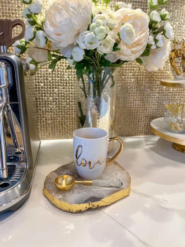 Inspire Me! Home Decor White Mug With Gold Handle (2 Styles)