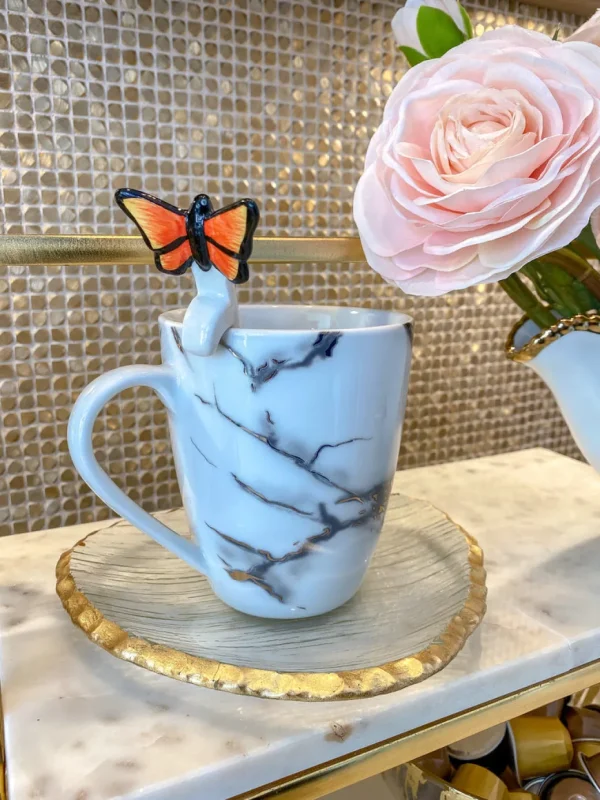 Inspire Me! Home Decor White Stir Spoon W/ Monarch Butterfly Topper KITCHEN