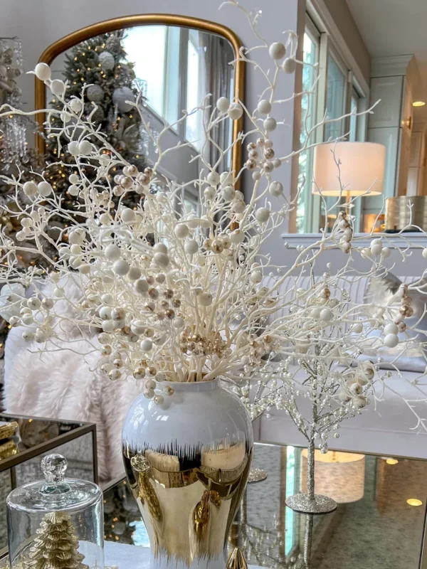 Inspire Me! Home Decor White And Gold Berry Stem