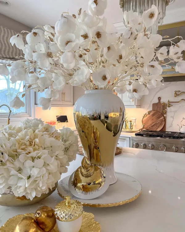 Inspire Me! Home Decor White And Gold Ginger Jar (3 Sizes)
