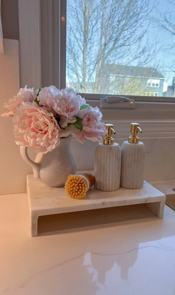Inspire Me! Home Decor White Ceramic Pitcher With Peonies