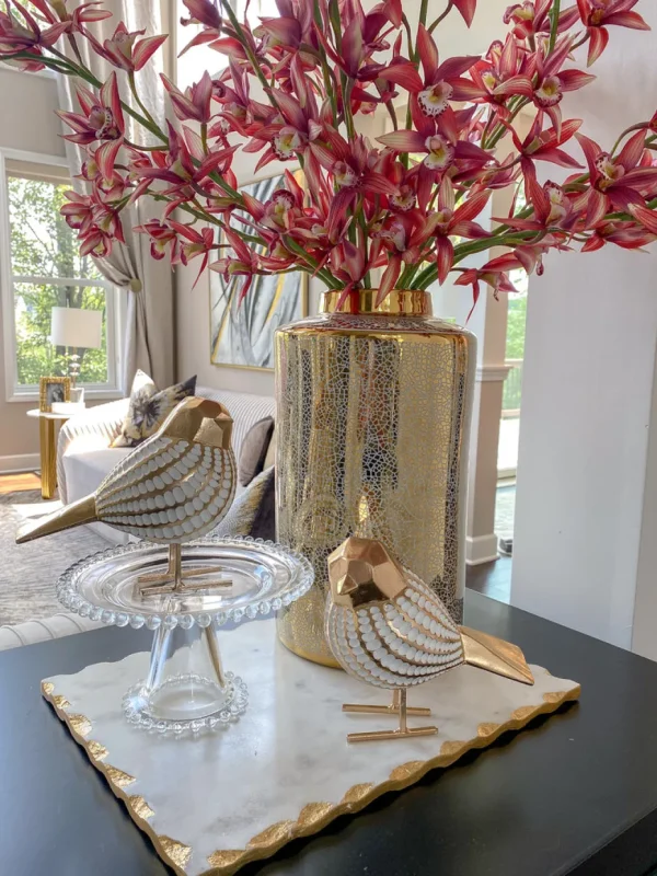 Inspire Me! Home Decor White And Gold Resin Birds (Set Of 2)