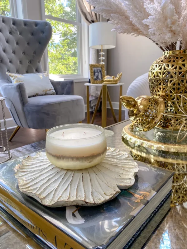 Inspire Me! Home Decor White Organic Lotus With Gold Edge