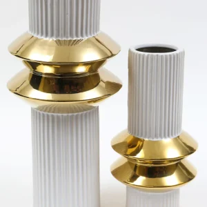 Inspire Me! Home Decor White Linear Vase With Gold Center Rim Detail (2 Sizes)