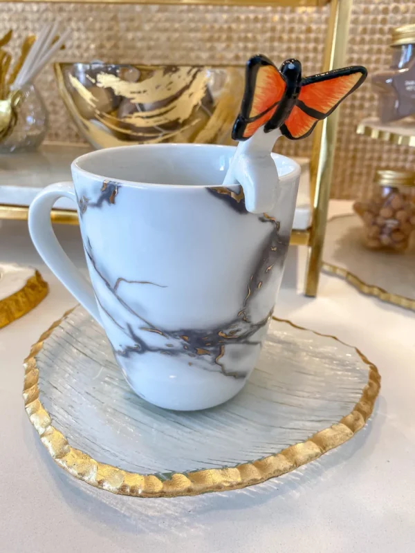 Inspire Me! Home Decor White Stir Spoon W/ Monarch Butterfly Topper KITCHEN