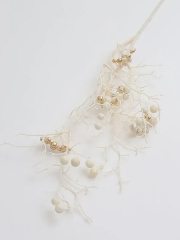Inspire Me! Home Decor White And Gold Berry Stem