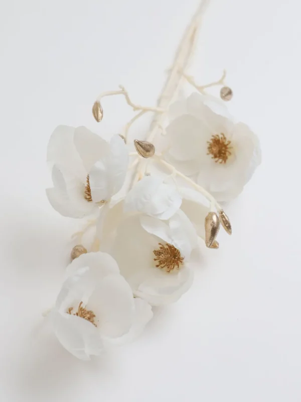 Inspire Me! Home Decor White And Gold Magnolia Stem