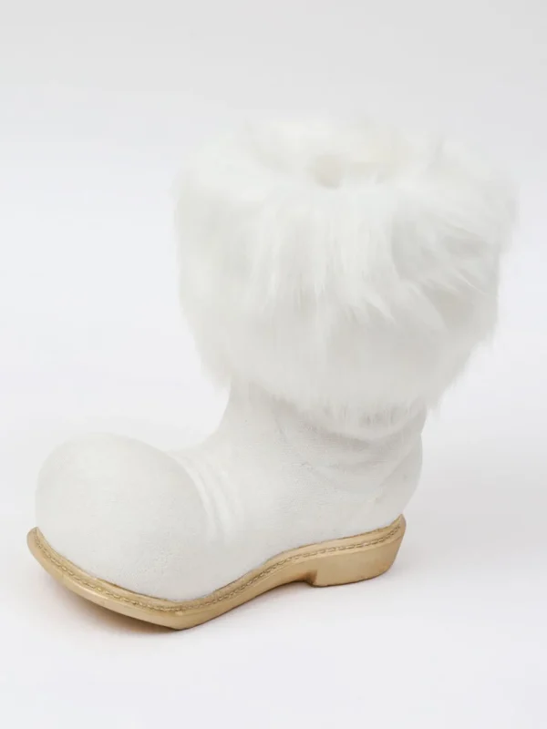 Inspire Me! Home Decor White Glittered Santa Boot Vase