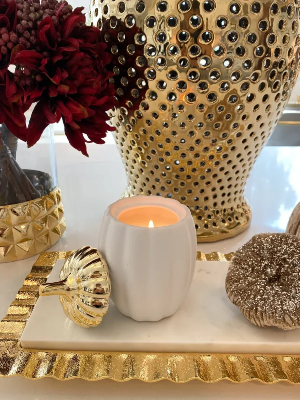 Inspire Me! Home Decor White Pumpkin Candle With Gold Top (2 Sizes)