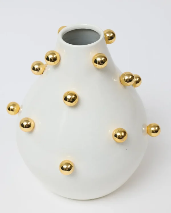 Inspire Me! Home Decor White & Gold Studded Metal Vases (2 Sizes)
