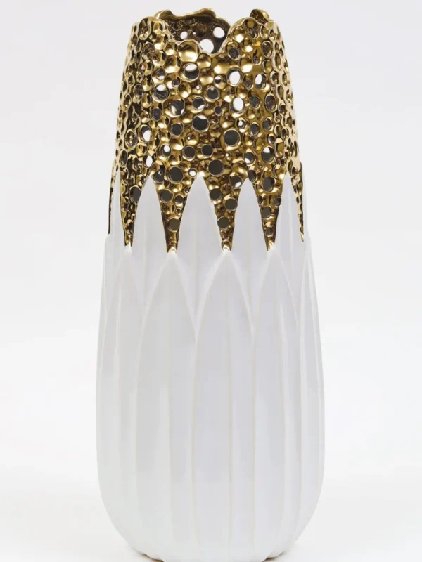 Inspire Me! Home Decor White And Gold Porcelain Vase With Circle Cutout Design (2 Styles)