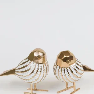 Inspire Me! Home Decor White And Gold Resin Birds (Set Of 2)