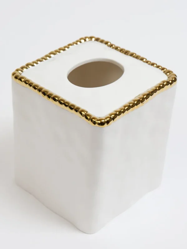 Inspire Me! Home Decor White Beaded Square Tissue Box Cover (2 Colors)