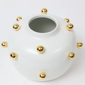 Inspire Me! Home Decor White & Gold Studded Metal Vases (2 Sizes)