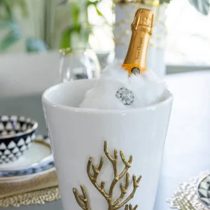 Inspire Me! Home Decor White Ceramic Utensil Holder With Gold Textured Details & Base ” From Pops Of Color Home Collection”