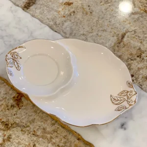 Inspire Me! Home Decor White Two Piece Coffee/Tea Set With Gold Accents