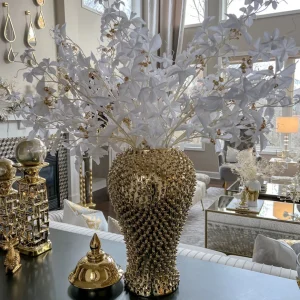 Inspire Me! Home Decor White Leaf Stem With Gold Berries