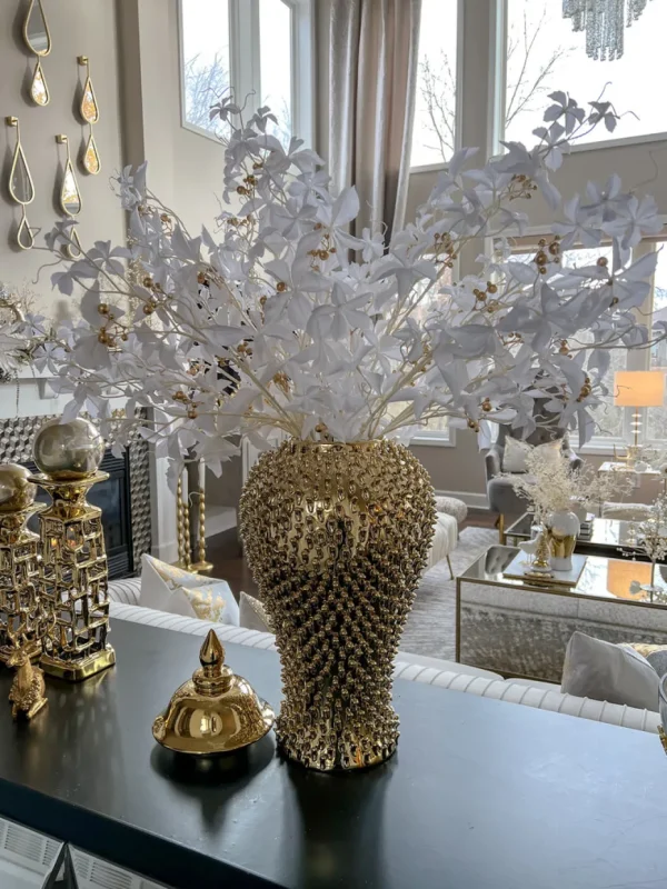 Inspire Me! Home Decor White Leaf Stem With Gold Berries