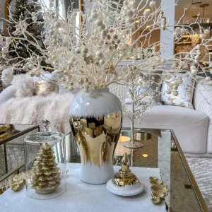 Inspire Me! Home Decor White And Gold Berry Stem