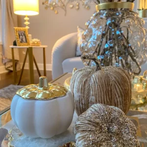 Inspire Me! Home Decor White Pumpkin Candle With Gold Top (2 Sizes)
