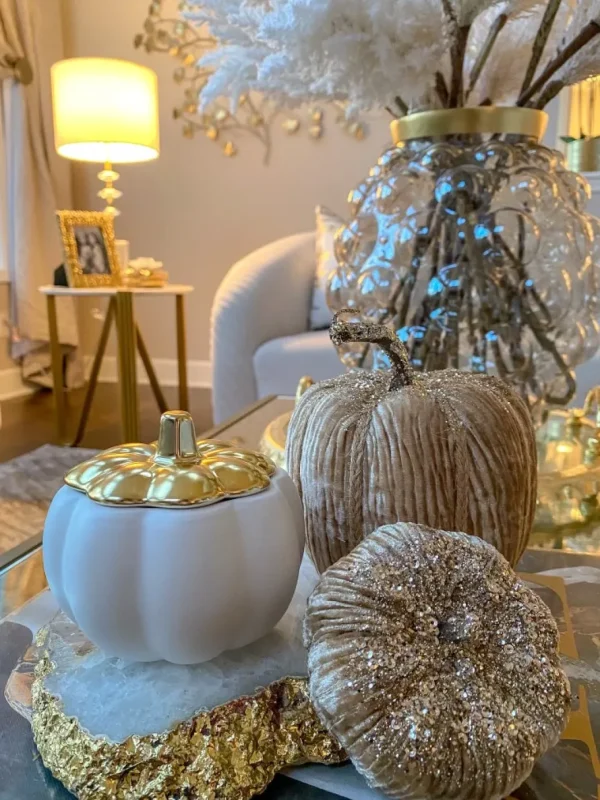 Inspire Me! Home Decor White Pumpkin Candle With Gold Top (2 Sizes)