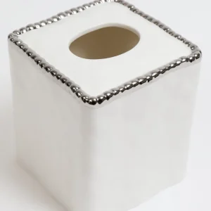 Inspire Me! Home Decor White Beaded Square Tissue Box Cover (2 Colors)