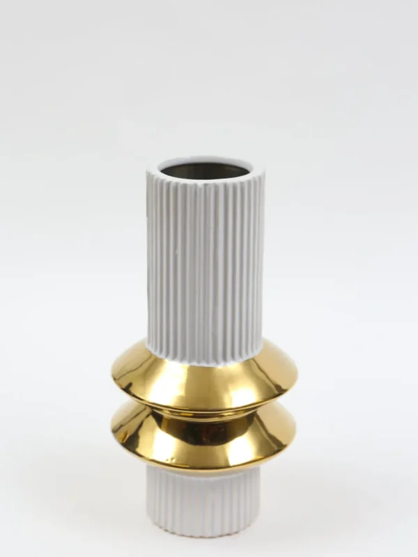 Inspire Me! Home Decor White Linear Vase With Gold Center Rim Detail (2 Sizes)