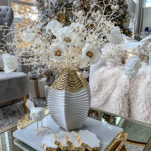 Inspire Me! Home Decor White And Gold Berry Stem