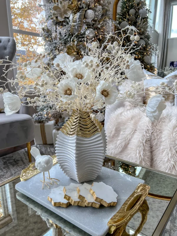 Inspire Me! Home Decor White And Gold Berry Stem
