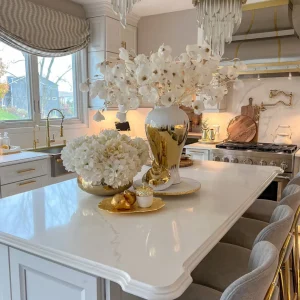 Inspire Me! Home Decor White And Gold Magnolia Stem
