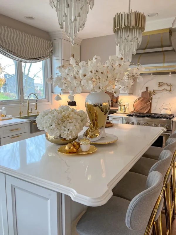 Inspire Me! Home Decor White And Gold Magnolia Stem