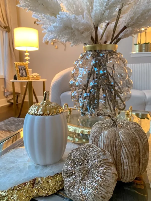 Inspire Me! Home Decor White Pumpkin Candle With Gold Top (2 Sizes)