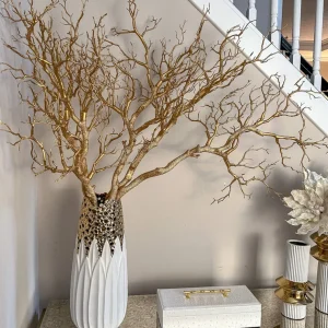 Inspire Me! Home Decor White And Gold Porcelain Vase With Circle Cutout Design (2 Styles)