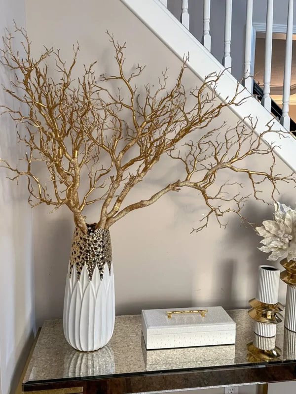 Inspire Me! Home Decor White And Gold Porcelain Vase With Circle Cutout Design (2 Styles)