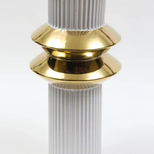 Inspire Me! Home Decor White Linear Vase With Gold Center Rim Detail (2 Sizes)