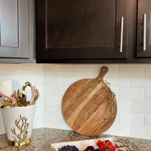 Inspire Me! Home Decor White Ceramic Utensil Holder With Gold Textured Details & Base ” From Pops Of Color Home Collection”
