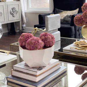 Inspire Me! Home Decor White Geometric Bowl With Gold Metallic Center