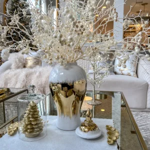 Inspire Me! Home Decor White And Gold Berry Stem