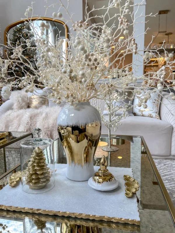 Inspire Me! Home Decor White And Gold Berry Stem