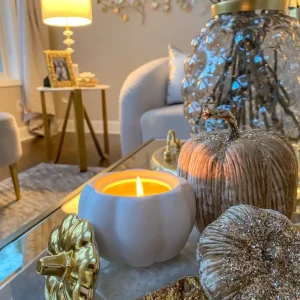 Inspire Me! Home Decor White Pumpkin Candle With Gold Top (2 Sizes)