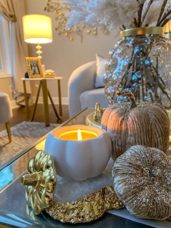 Inspire Me! Home Decor White Pumpkin Candle With Gold Top (2 Sizes)