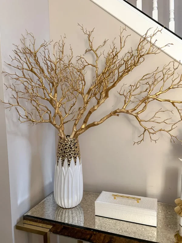 Inspire Me! Home Decor White And Gold Porcelain Vase With Circle Cutout Design (2 Styles)