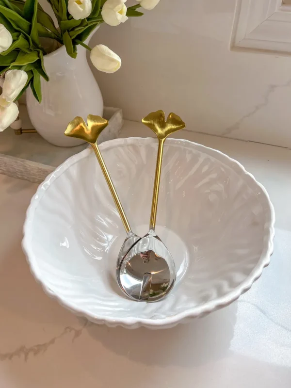 Inspire Me! Home Decor White Ceramic Round Bowl With Detailed Design (2 Sizes)