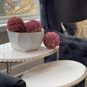 Inspire Me! Home Decor White Geometric Bowl With Gold Metallic Center