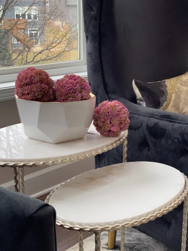 Inspire Me! Home Decor White Geometric Bowl With Gold Metallic Center