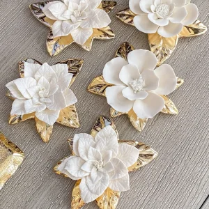 Inspire Me! Home Decor White And Gold Flower Decor